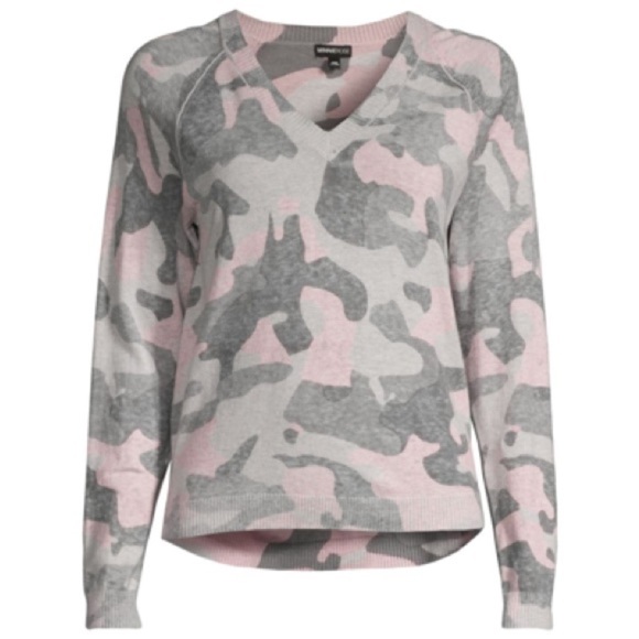 Minnie Rose Sweaters - J4. Minnie Rose Camo-print V-neck Cashmere Sweater In Pink Sand
